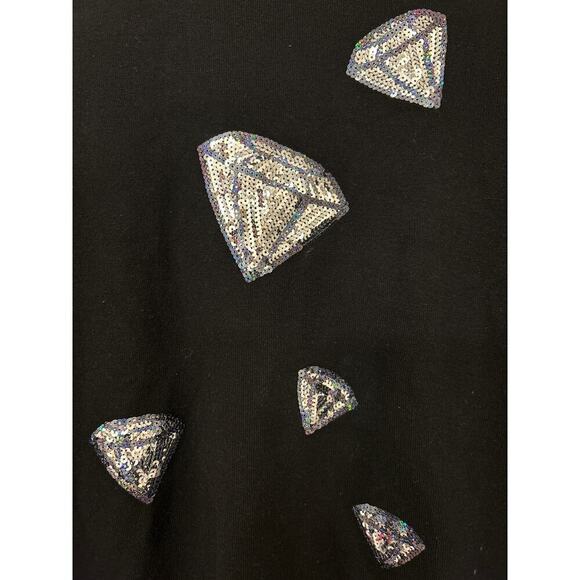 ASHLEY STEWART Black Sequin Diamond Print Longline Scoop Neck Sweater 18/20 - Picture 3 of 8